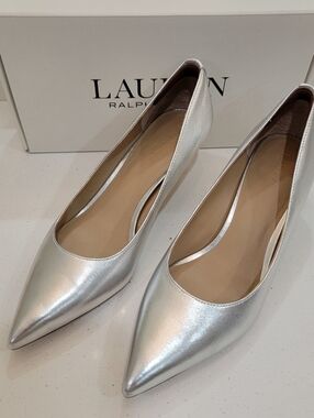 Lauren Ralph Lauren Adrienne Silver Nappa Leather